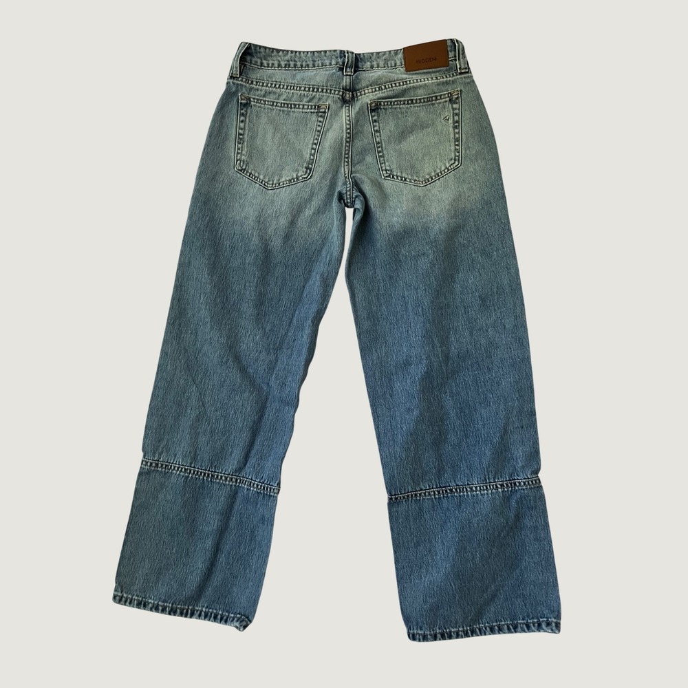 Hidden Jeans Utility Wide Leg Blue Light Wash Patch Pocket Denim 26